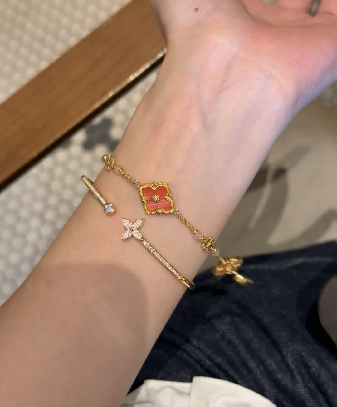 Buccellati Van Cleef & Arpels Alhambra Pink Enamel Bracelet